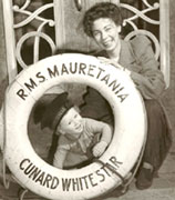 Helen Grant Hitchon and her son Alan on board the RMS Mauretania, February 5, 1946.