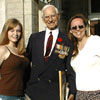 Click for larger view. Melynda Jarratt (right) and George Spears outside of Rideau Hall. Brea Perkins-Weston at left. June 30, 2005. 